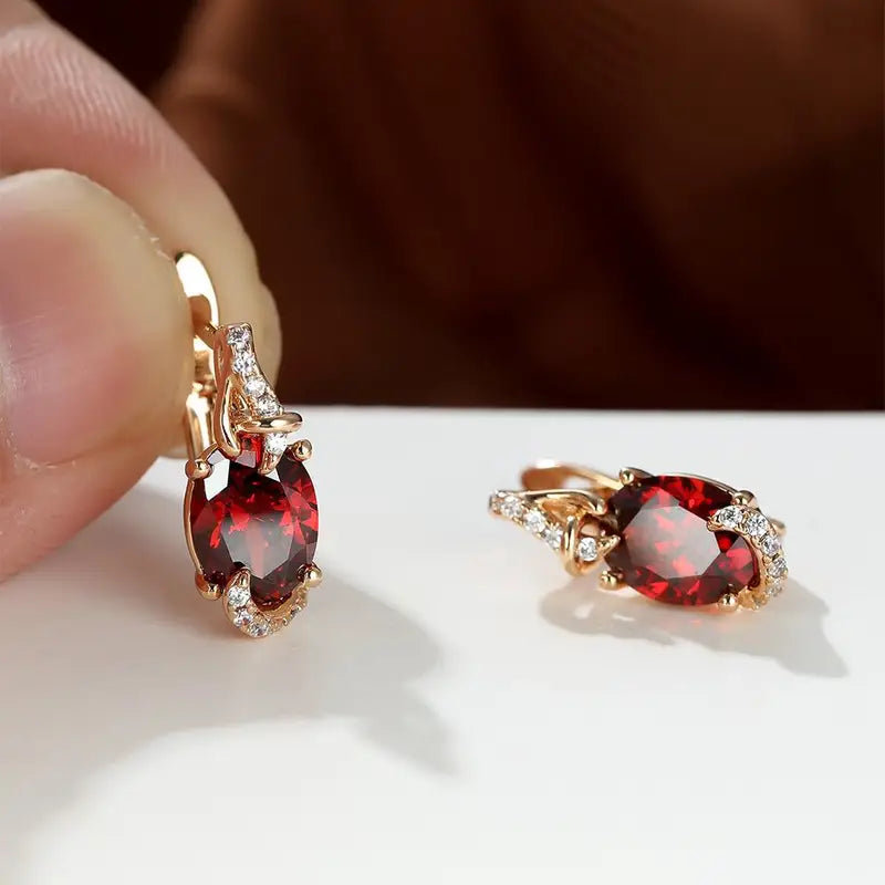 Pendientes colgantes Crimson Twilight | Oro