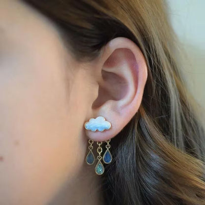 Pendientes Elegantes Nube con Borlas