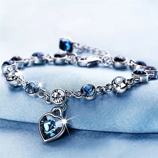Pulsera brillo Ocean Heart | Oro blanco