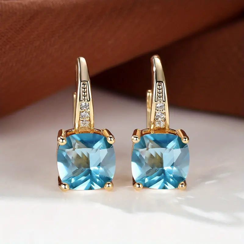 Pendientes aros de piedra Mystic Sapphire | Oro