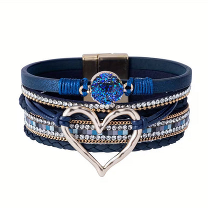 Pulsera Bohemia Multicapa con Corazón Dorado