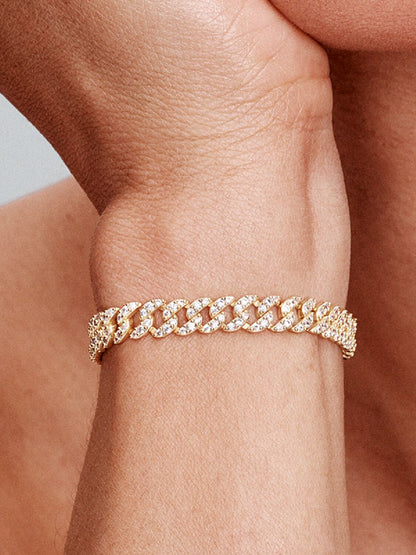Pulsera pavé Cuban | Oro blanco
