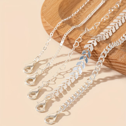 Conjunto de 5 Tobilleras Minimalistas Elegantes