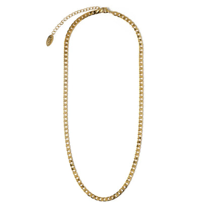 Collar de cadena plana Curb | Oro blanco