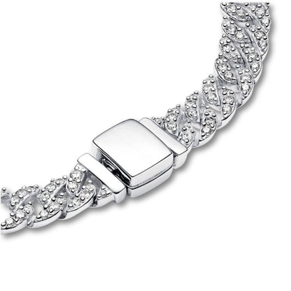 Pulsera pavé Cuban | Oro blanco