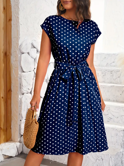 Carla - Vestido Elegante Plisado con Estampado de Lunares Primavera Verano para Mujer