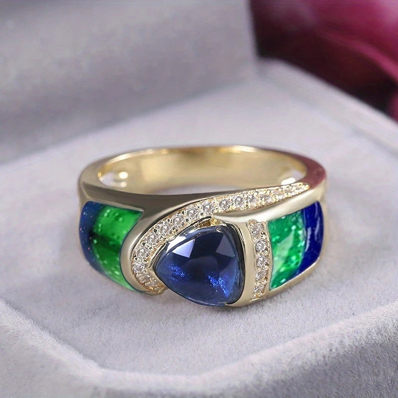 Anillo Elegante de Corte Triangular Estilo Bohemio