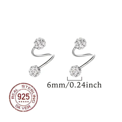 Pendientes Espirales de Doble Cabeza Súper Brillantes con Zirconia