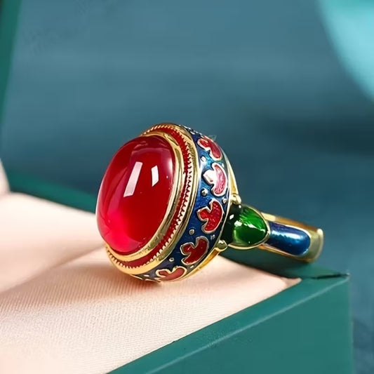 Anillo pintado a mano vintage