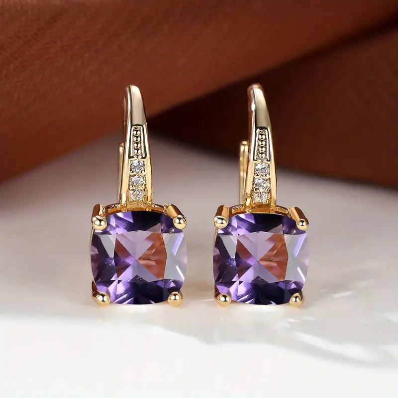 Pendientes aros de piedra Mystic Sapphire | Oro