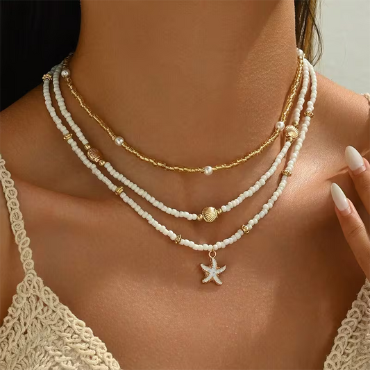Set de 3 Collares Boho con Concha y Estrella de Mar
