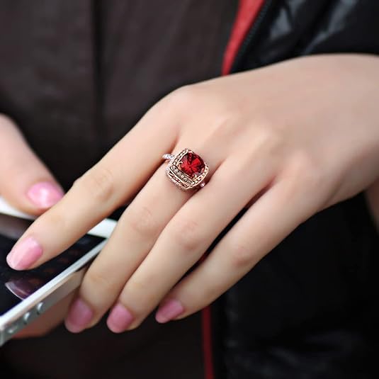 Anillo llamativo halo de rubí | Oro rosado