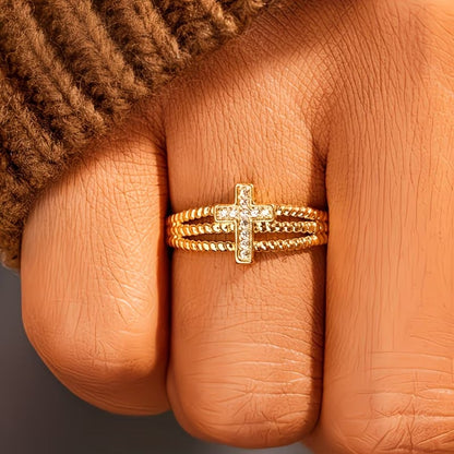 Anillo ajustable de 3 capas entrelazadas