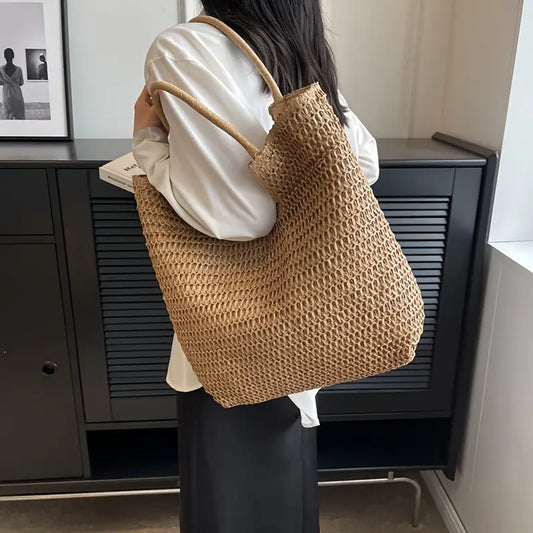 Diana - Bolso Tote de Paja Caqui Chic