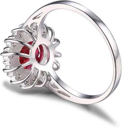 Anillo halo clásico de rubí | Oro blanco