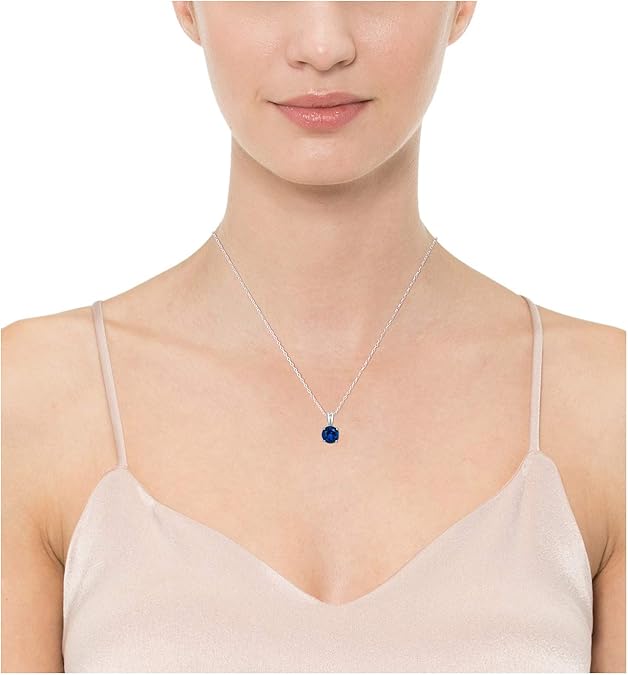 Collar de zafiro corte redondo | Oro blanco