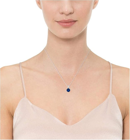 Collar de zafiro corte redondo | Oro blanco