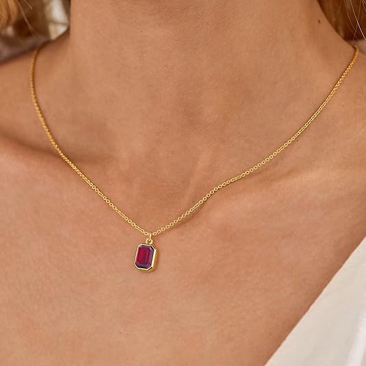 Collar de rubí en capas tipo clip | Oro