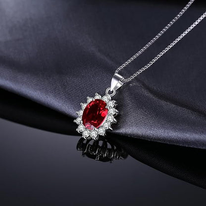 Collar halo clásico de rubí | Oro blanco