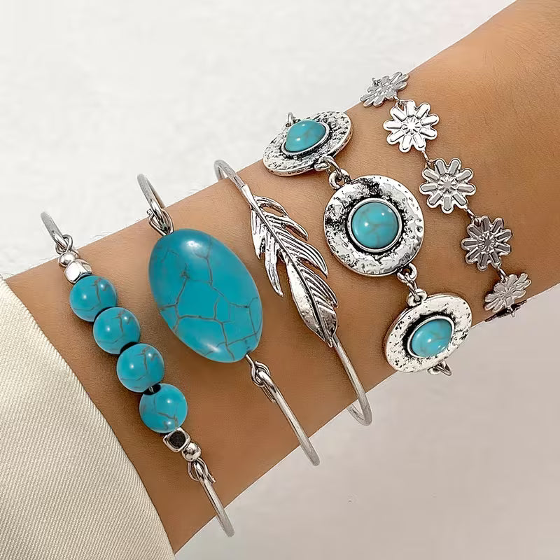 Set de 5 Pulseras Bohemias Vintage