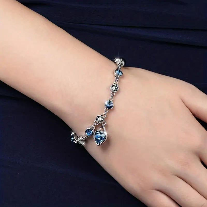 Pulsera brillo Ocean Heart | Oro blanco
