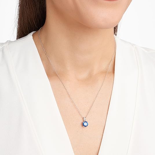 Collar de zafiro corte redondo | Oro blanco