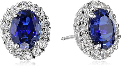 Pendientes de zafiro blanco oval | Oro blanco
