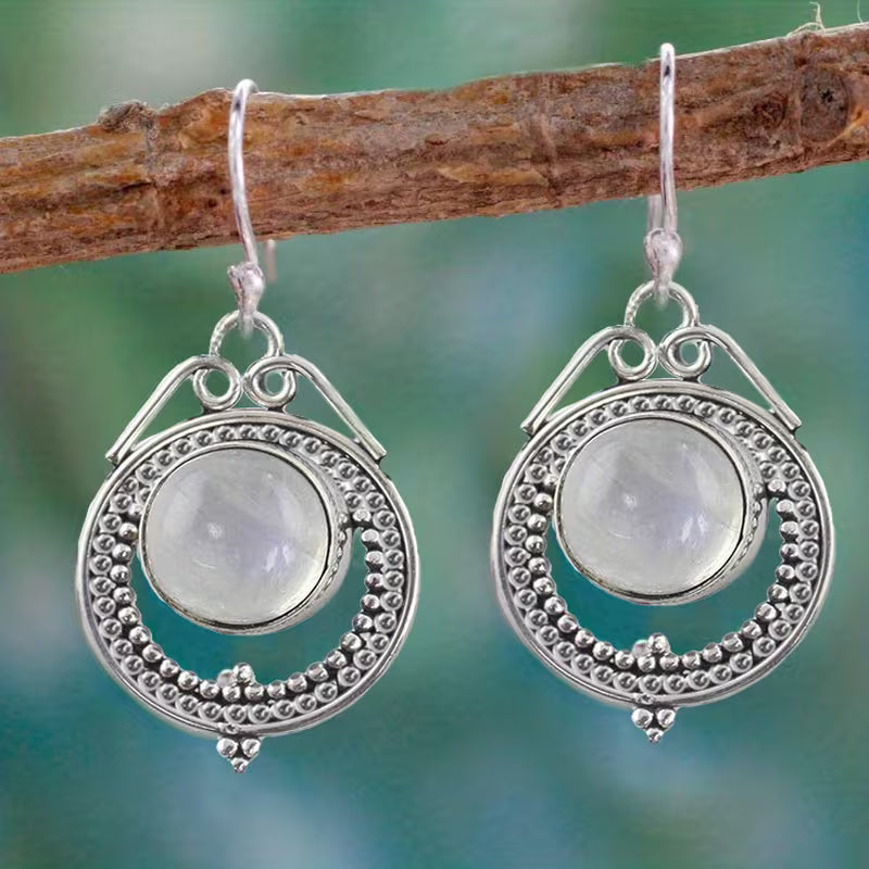Pendientes Elegantes de Piedra Lunar