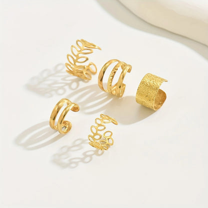 Conjunto de 5 Pendientes Elegantes Dorados