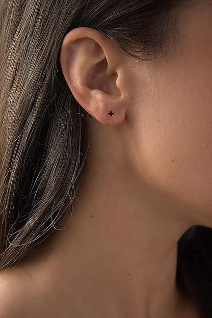 Pendientes stud redondos de rubí | Oro