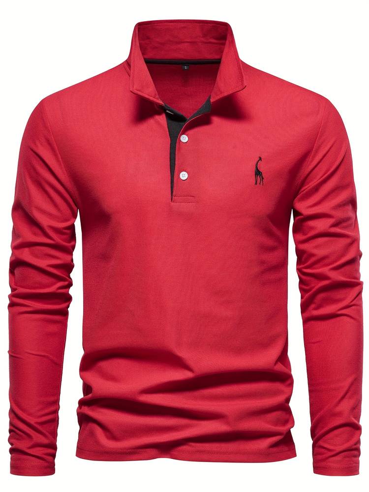 HUGO - Polo de manga larga con detalles en contraste para hombre