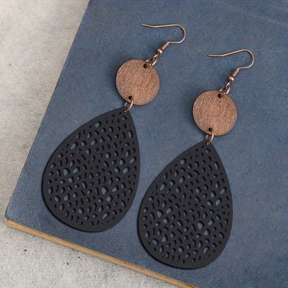 Pendientes de Cuero Estilo Vintage con Calado