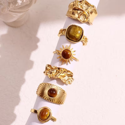 Set x 6 anillos de piedra de ojo de tigre