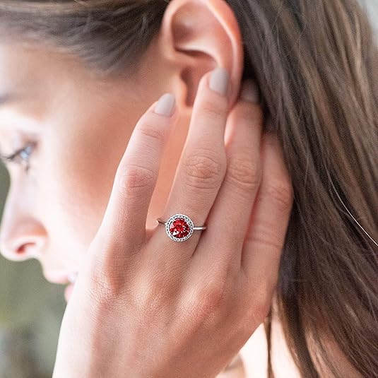 Anillo de promesa Crimson Glow con rubí | Oro blanco