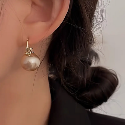 Pendientes de aro vintage de perlas de agua dulce