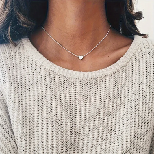 Colgante corazón de plata y oro con collar