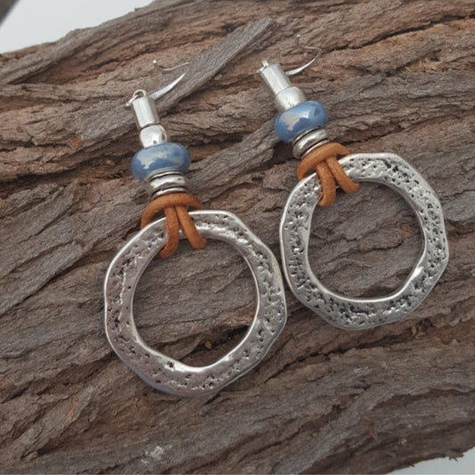 Aretes Vintage Bohemios de Círculo en Plata