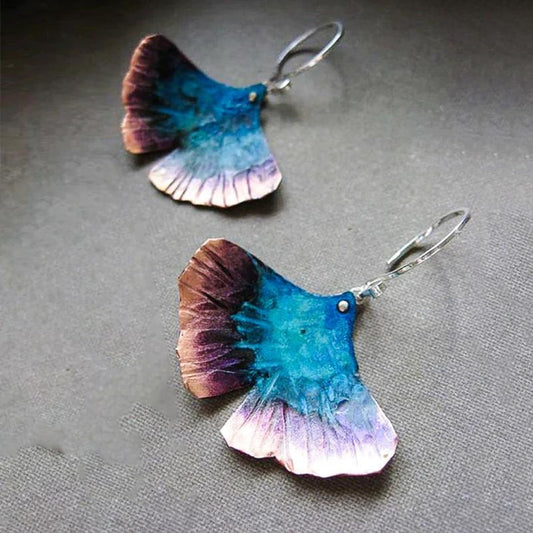 Pendientes boho de mariposa azul en plata esterlina