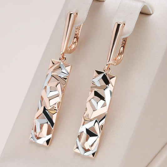 Pendientes elegantes rectangulares oro y plata