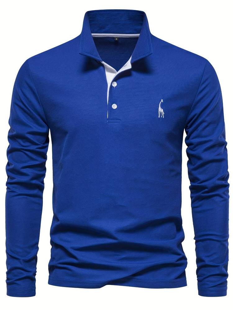 HUGO - Polo de manga larga con detalles en contraste para hombre