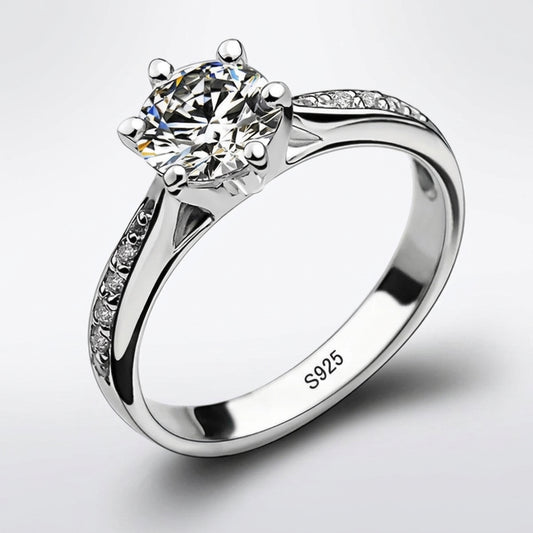 Anillo Solitario Plata 925 con Zirconia Brillante
