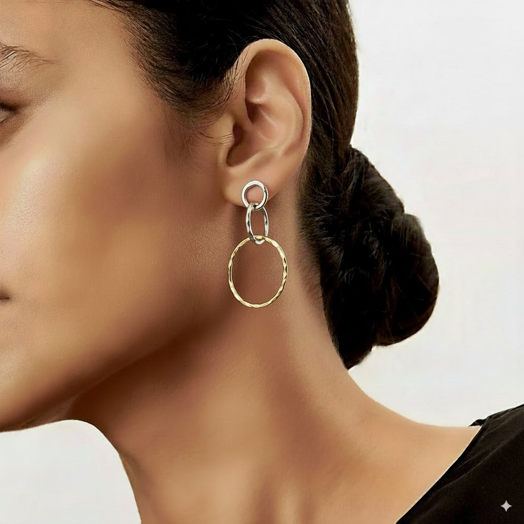 Pendientes de Aros Vintage en Oro y Plata