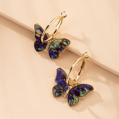 Pendientes de mariposa de cristal esmaltados pintados a mano