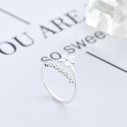 Anillo ajustable de plata 925 con flores silvestres esmaltadas pintadas a mano