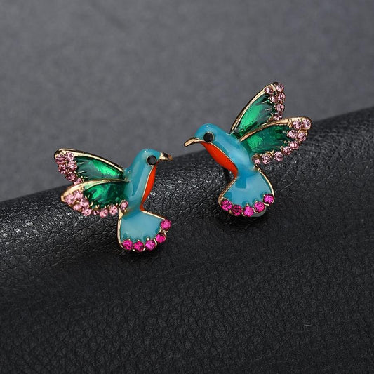 Pendientes de colibrí de cristal