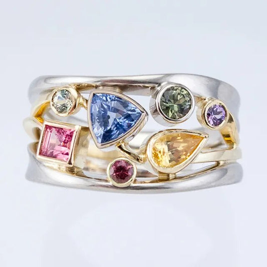 Anillo Vintage de Circón Colorida