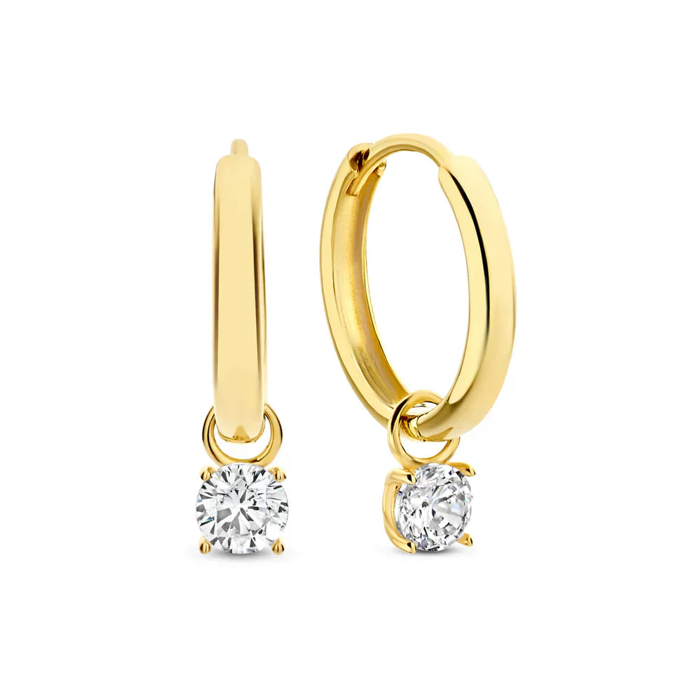 Pendientes tipo chandelier de piedra Larmes de Lune | Oro blanco