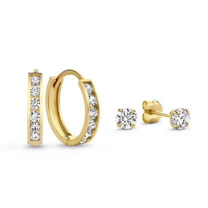 Set de pendientes de piedra Dara Brillane | Oro blanco