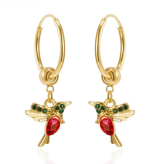 Pendientes de colibrí volador edición limitada con incrustaciones de circonita