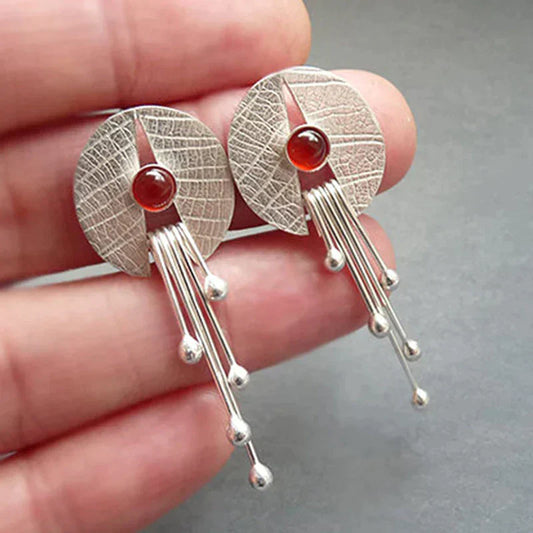 Pendientes Colgantes Huecos de Piedra Roja